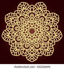 Mandala. Ethnic decorative element. Hand drawn backdrop. Islam, Arabic, Indian, ottoman motifs. Boho style. Line art for adult coloring book page design.