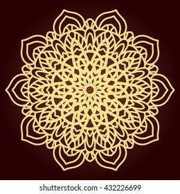 Mandala. Ethnic decorative element. Hand drawn backdrop. Islam, Arabic, Indian, ottoman motifs. Boho style. Line art for adult coloring book page design.