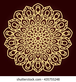 Mandala. Ethnic decorative element. Hand drawn backdrop. Islam, Arabic, Indian, ottoman motifs. Boho style. Line art for adult coloring book page design.