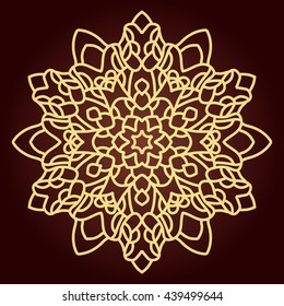 Mandala. Ethnic decorative element. Hand drawn backdrop. Islam, Arabic, Indian, ottoman motifs. Boho style. Line art for adult coloring book page design.