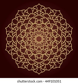 Mandala. Ethnic decorative element. Hand drawn backdrop. Islam, Arabic, Indian, ottoman motifs. Boho style. Line art for adult coloring book page design.