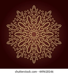 Mandala. Ethnic decorative element. Hand drawn backdrop. Islam, Arabic, Indian, ottoman motifs. Boho style. Line art for adult coloring book page design.