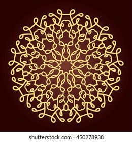 Mandala. Ethnic decorative element. Hand drawn backdrop. Islam, Arabic, Indian, ottoman motifs. Boho style. Line art for adult coloring book page design.