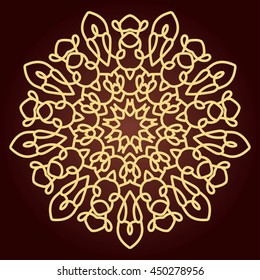 Mandala. Ethnic decorative element. Hand drawn backdrop. Islam, Arabic, Indian, ottoman motifs. Boho style. Line art for adult coloring book page design.