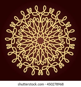 Mandala. Ethnic decorative element. Hand drawn backdrop. Islam, Arabic, Indian, ottoman motifs. Boho style. Line art for adult coloring book page design.