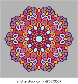 Mandala. Ethnic decorative element. Hand drawn backdrop. Islam, Arabic, Indian, ottoman motifs. Boho style. Line art for adult coloring book page design.