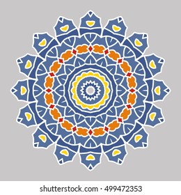 Mandala. Ethnic decorative element. Hand drawn backdrop. Islam, Arabic, Indian, ottoman motifs. Boho style.