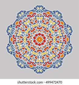Mandala. Ethnic decorative element. Hand drawn backdrop. Islam, Arabic, Indian, ottoman motifs. Boho style.