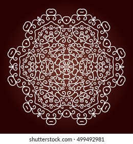 Mandala. Ethnic decorative element. Hand drawn backdrop. Islam, Arabic, Indian, ottoman motifs. Boho style. Line art for adult coloring book page design.