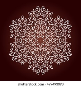 Mandala. Ethnic decorative element. Hand drawn backdrop. Islam, Arabic, Indian, ottoman motifs. Boho style. Line art for adult coloring book page design.