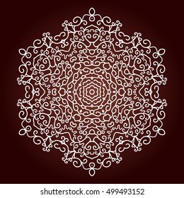 Mandala. Ethnic decorative element. Hand drawn backdrop. Islam, Arabic, Indian, ottoman motifs. Boho style. Line art for adult coloring book page design.