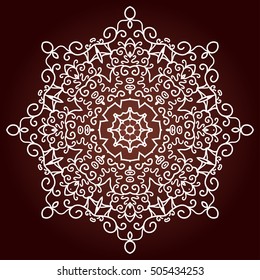 Mandala. Ethnic decorative element. Hand drawn backdrop. Islam, Arabic, Indian, ottoman motifs. Boho style. Line art for adult coloring book page design.