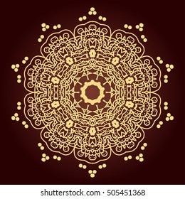 Mandala. Ethnic decorative element. Hand drawn backdrop. Islam, Arabic, Indian, ottoman motifs. Boho style. Line art for adult coloring book page design.