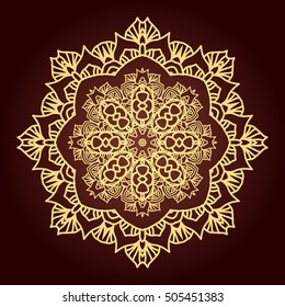 Mandala. Ethnic decorative element. Hand drawn backdrop. Islam, Arabic, Indian, ottoman motifs. Boho style. Line art for adult coloring book page design.