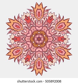Mandala. Ethnic decorative element. Hand drawn backdrop. Islam, Arabic, Indian, ottoman motifs. Boho style. Line art for adult coloring book page design.