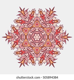Mandala. Ethnic decorative element. Hand drawn backdrop. Islam, Arabic, Indian, ottoman motifs. Boho style. Line art for adult coloring book page design.
