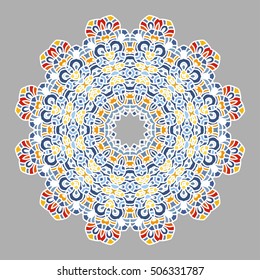 Mandala. Ethnic decorative element. Hand drawn backdrop. Islam, Arabic, Indian, ottoman motifs. Boho style.
