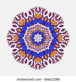Mandala. Ethnic decorative element. Hand drawn backdrop. Islam, Arabic, Indian, ottoman motifs. Boho style.