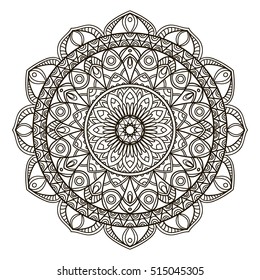 Mandala. Ethnic decorative element. Hand drawn backdrop. Islam, Arabic, Indian, ottoman motifs. Boho style. Vector for coloring page for adults