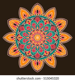 Mandala. Ethnic decorative element. Hand drawn backdrop. Islam, Arabic, Indian, ottoman motifs. Boho style.