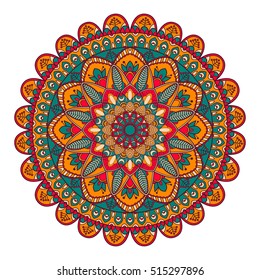Mandala. Ethnic decorative element. Hand drawn backdrop. Islam, Arabic, Indian, ottoman motifs. Boho style.