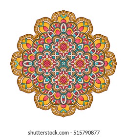Mandala. Ethnic decorative element. Hand drawn backdrop. Islam, Arabic, Indian, ottoman motifs. Boho style.