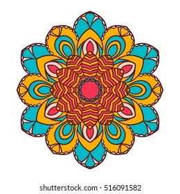 Mandala. Ethnic decorative element. Hand drawn backdrop. Islam, Arabic, Indian, ottoman motifs. Boho style.