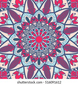 Mandala. Ethnic decorative element. Hand drawn backdrop. Islam, Arabic, Indian, ottoman motifs. Boho style.