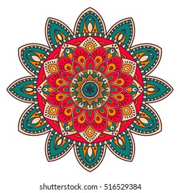 Mandala. Ethnic decorative element. Hand drawn backdrop. Islam, Arabic, Indian, ottoman motifs. Boho style.