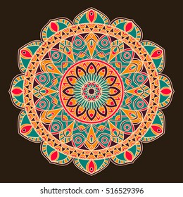 Mandala. Ethnic decorative element. Hand drawn backdrop. Islam, Arabic, Indian, ottoman motifs. Boho style.