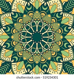 Mandala. Ethnic decorative element. Hand drawn backdrop. Islam, Arabic, Indian, ottoman motifs. Boho style.