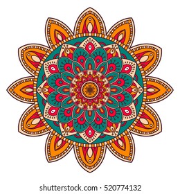 Mandala. Ethnic decorative element. Hand drawn backdrop. Islam, Arabic, Indian, ottoman motifs. Boho style.