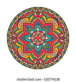 Mandala. Ethnic decorative element. Hand drawn backdrop. Islam, Arabic, Indian, ottoman motifs. Boho style.