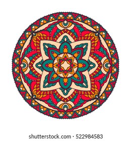 Mandala. Ethnic decorative element. Hand drawn backdrop. Islam, Arabic, Indian, ottoman motifs. Boho style.