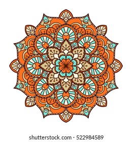 Mandala. Ethnic decorative element. Hand drawn backdrop. Islam, Arabic, Indian, ottoman motifs. Boho style.