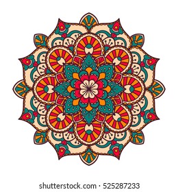 Mandala. Ethnic decorative element. Hand drawn backdrop. Islam, Arabic, Indian, ottoman motifs. Boho style.