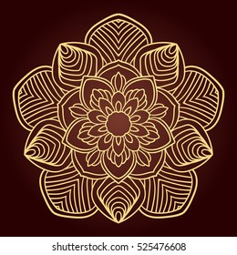 Mandala. Ethnic decorative element. Hand drawn backdrop. Islam, Arabic, Indian, ottoman motifs. Boho style. Line art for adult coloring book page design.
