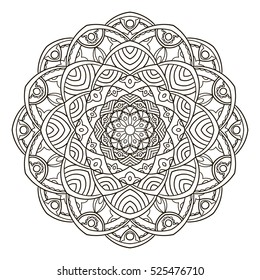 Mandala. Ethnic decorative element. Hand drawn backdrop. Islam, Arabic, Indian, ottoman motifs. Boho style. Vector for coloring page for adults