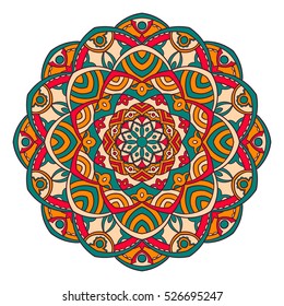 Mandala. Ethnic decorative element. Hand drawn backdrop. Islam, Arabic, Indian, ottoman motifs. Boho style.