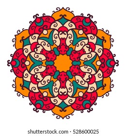 Mandala. Ethnic decorative element. Hand drawn backdrop. Islam, Arabic, Indian, ottoman motifs. Boho style.