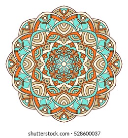 Mandala. Ethnic decorative element. Hand drawn backdrop. Islam, Arabic, Indian, ottoman motifs. Boho style.