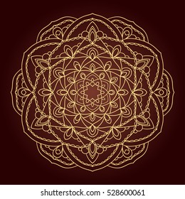 Mandala. Ethnic decorative element. Hand drawn backdrop. Islam, Arabic, Indian, ottoman motifs. Boho style. Line art for adult coloring book page design.