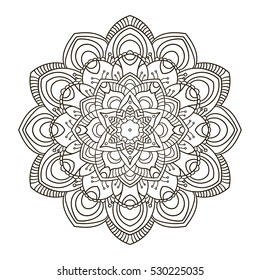 Mandala. Ethnic decorative element. Hand drawn backdrop. Islam, Arabic, Indian, ottoman motifs. Boho style. Vector for coloring page for adults