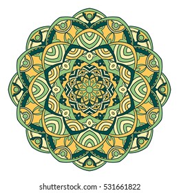 Mandala. Ethnic decorative element. Hand drawn backdrop. Islam, Arabic, Indian, ottoman motifs. Boho style.