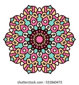 Mandala. Ethnic decorative element. Hand drawn backdrop. Islam, Arabic, Indian, ottoman motifs. Boho style.