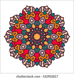 Mandala. Ethnic decorative element. Hand drawn backdrop. Islam, Arabic, Indian, ottoman motifs. Boho style.