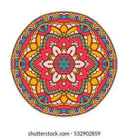 Mandala. Ethnic decorative element. Hand drawn backdrop. Islam, Arabic, Indian, ottoman motifs. Boho style.