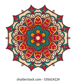 Mandala. Ethnic decorative element. Hand drawn backdrop. Islam, Arabic, Indian, ottoman motifs. Boho style.