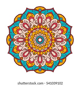 Mandala. Ethnic decorative element. Hand drawn backdrop. Islam, Arabic, Indian, ottoman motifs. Boho style.