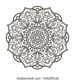 Mandala. Ethnic decorative element. Hand drawn backdrop. Islam, Arabic, Indian, ottoman motifs. Boho style. Vector for coloring page for adults